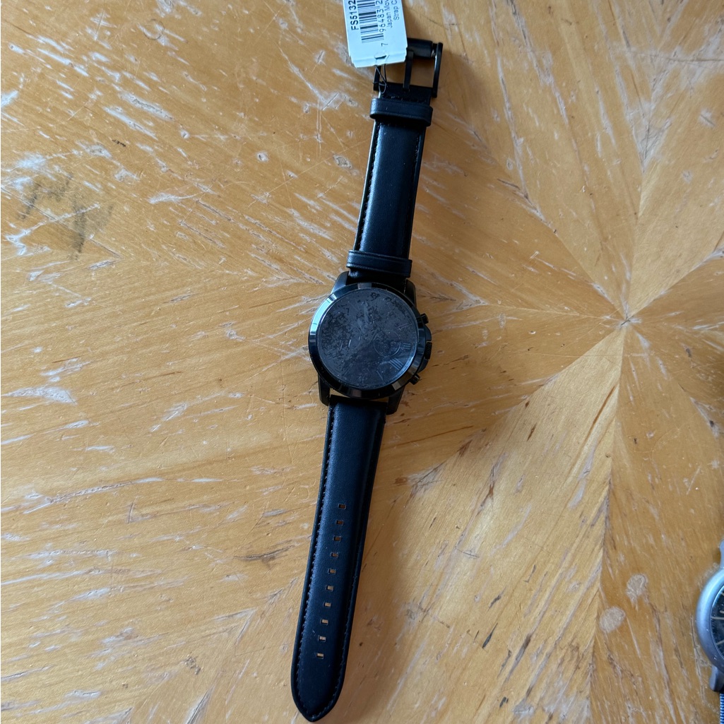 Black Leather Strap Watch